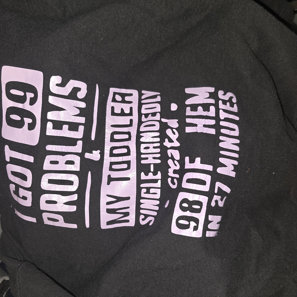 Black Graphic Tee with Pink Print